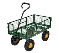 VIVOHOME Hand Trolley 400kg Capacity Durable Transport Cart with 10cm Pneumatic Tires and 180° Rotatable 80cm Handle Heavy Duty Metal Grids for Garden and Camping