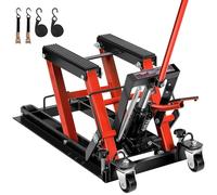 VIVOHOME Hydraulic Motorcycle Lift Stand 680KG Capacity Steel ATV Elevators Stand Hoist with Wheels and Handle, Dirt Bikes Red