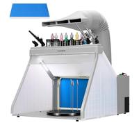 VIVOHOME Portable Airbrush Paint Spray Booth Kit with 3 LED Lights, Paint and Spray Gun Racks, Turn Table and Filter Hose Airbrush Booth for Painting Model Craft Model Craft