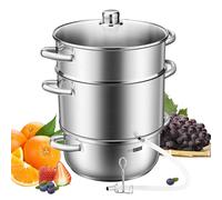 VIVOHOME Stainless Steel Steam Juicer Fruit Vegetables Juice Steamer Extractor Pot 27.5 cm 9.3 Qt with Tempered Glass Lid, 2 Hose, Clamp, Loop Handles