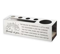Vivopisew Rainbow “Because of You” Pencil Holder, Motivational Stainless Steel Desk Gifts for Educators, teachers, Social Workers, Counselors and mentors, Thoughtful Office Organizer Decor VP172