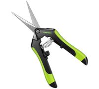VIVOSUN 1-Pack Garden Pruner 17cm Plant Shears with Ergonomic Handles, Tree Pruner with Straight Blades and Titanium Non-Stick Coating, Rose Shears, Black and Green
