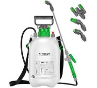 VIVOSUN 4L Pump Sprayer, Portable Water Spray Bottle in Lawn and Garden Yard, Weed Sprayer for Plants with 3 Nozzles, Adjustable Shoulder Strap, Pressure Relief Valve
