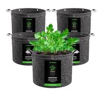 VIVOSUN 5-Pack 20L Grow Bags, 500G Thick Nonwoven Fabric Pots with Strap Handles, Multi-Purpose Rings, for Low Stress Plant Training Fruits, Vegetables, and Flowers