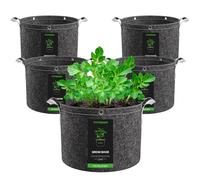 VIVOSUN 5-Pack 40L Grow Bags, 500G Thick Nonwoven Fabric Pots with Strap Handles, Multi-Purpose Rings, for Low Stress Plant Training Fruits, Vegetables, and Flowers