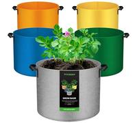 VIVOSUN 5-Pack 5Gal*2/7Gal*2/10Gal Colored Grow Bags, 350G Thick nonwoven Fabric Pots with Handles for Flowers, Fruits and Vegetables