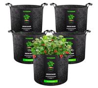 VIVOSUN 5-Pack 15 Gallon Plant Grow Bags, Heavy Duty Thickened Nonwoven Fabric Pots with Handles