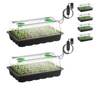 VIVOSUN 6-Pack Seed Starter Trays, 240-Cell Seed Starter Kit with 2 Set of LED Lights, 3.6" Higher Cover, Adjustable Vents, Drainage Holes, Green Propagation Tray for Planting Seed, 40 Cells x 6 Packs