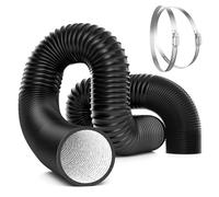 VIVOSUN Dryer Vent Hose, 8 inch Aluminum Foil Ducting, 25FT Long Heavy-Duty Dryer Hose Vent Kit for HVAC Ventilation, Exhaust, Duct Fan Systems, Black Flexible Air Duct w/ 2 Clamps