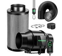 VIVOSUN Duct Fan 150 mm Extractor Fan 660 m³/h with E12 Speed Control Carbon Filter & 240 cm Air Duct AeroZesh G6 Exhaust Set Cooling and Ventilation System for Grow Tent