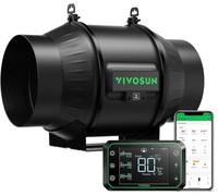VIVOSUN Inline Duct Fan 6 inch/150 mm & Temperature Humidity Controller E42A WiFi-App Control, Quiet Extractor Fan 693 m³/h with EC Motor, Grow Tent Fan& Smart Thermostat for Growbox Hydroponics
