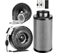 VIVOSUN Inline Duct Fan 6 Inch 440 CFM with Speed Controller, 6 Inch Carbon Filter and 8 Feet of Ducting, Air Filtration Combo for Grow Tent, Greenhouse Ventilation
