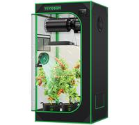VIVOSUN S224 2x2 Grow Tent, 24"x24"x48" High Reflective Mylar with Observation Window and Floor Tray for Hydroponics Indoor Plant for VS1000