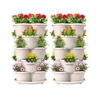 VIVOSUN Strawberry Planter Stackable Vertical Garden Pot 5 Tier, Indoor/Outdoor, Space-Saving Plant Pot for Strawberries, Flowers, Herbs, Vegetables, 2-Pack