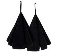 VIVOTE 2-Piece Hand Towels with Loops, Fast Drying Hand Towels for Bathroom, Soft & Super Absorbent, Round Microfibre Hand Towel with Lanyard Design (Black 50 * 50cm)