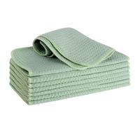 VIVOTE 8 Pack Microfiber Cloth Barista Cloth Sage Green Waffle Tea Towel Dishcloths Washable Kitchen Rags Thick Household Cleaning Cloths No Lint 20cm X 20cm 8 Pcs 380GSM