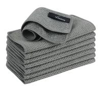 VIVOTE 8 Pack Microfiber Dual Surface Scrubbing Cloth, No Scratch Dish Cloths for Kitchen, Reusable & Machine Washable Kitchen Washing Up, 2 in 1 Microfiber Dish Cloth, Grey, 20x20cm