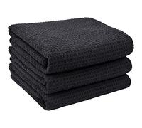 VIVOTE-Microfibre Tea Towels for Kitchen, No Fluff Lint Residue Reusable Kitchen Dish Cloths, Super Water Absorbent Dry Quickly Tea Clothes, Black 40x56cm 380gsm