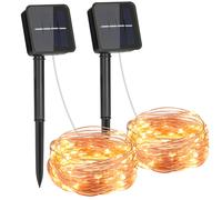 Vivreal 2PCS Solar Copper Wire String Lights - 12M (39.4 ft), 120 LEDs Warm White, Waterproof Outdoor Fairy Lights for Garden, Patio & Holiday Decoration