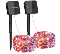 Vivreal 2PCS Solar Copper Wire String Lights - 8M (26 ft) 80 LEDs Multi-Color, Waterproof Outdoor Fairy Lights for Garden, Patio & Holiday Decoration