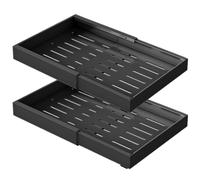 Vivreal Extendable Storage Rack 2 packs - 2 Black Small Drill-free Pull-out Basket, Stainless Steel, Adjustable 12.6-20.5 in, Easy Installation, S32B*2