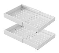 Vivreal Extendable Storage Rack 2 packs- 2 White Small Drill-free Pull-out Basket, Stainless Steel, Adjustable 12.6-20.5 in, Easy Installation，S32W*2