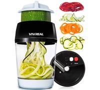 Vivreal Spiralizer for Vegetables - 4-in-1 Vegetable Slicer & Zucchini Spiral Cutter with Container - Handheld Veggie Spiralizer for Zoodles, Pasta, Noodles, Carrot & Cucumber - Compact Spiral Vegetab