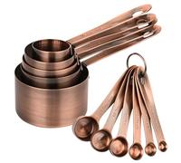 Viwehots Measuring Cups and Spoons Set, Copper Measuring Cups and Spoons Set for Kitchen & Baking, Stainless Steel 5 Measure Cups & 6 Spoons for Drying&Liquid, US & Metric Measuing Tool