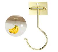 Viweolm Under Cabinet Banana Hook - Foldable Banana Hanger with Adhesive and Magnets, Space-Saving Gold Metal Holder for Kitchen and RV, Keeps Bananas Fresh (Gold, 1 Pcs)