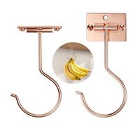 Viweolm Under Cabinet Banana Hook - Foldable Banana Hanger with Adhesive and Magnets, Space-Saving Gold Metal Holder for Kitchen and RV, Keeps Bananas Fresh (Rose Gold, 2 Pcs)