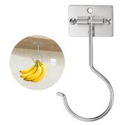Viweolm Under Cabinet Banana Hook - Foldable Banana Hanger with Adhesive and Magnets, Space-Saving Gold Metal Holder for Kitchen and RV, Keeps Bananas Fresh (Silver, 1 Pcs)