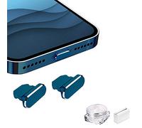 VIWIEU Metal Anti Dust Plug for iPhone 13 12 Mini Pro Max 11 iPad AirPods, 2 Aluminum Lightning Charging Port Cover Compatible with iPhone X, XS, XR, 8, 7 Plus with Plug Holder and Box (Pacific Blue)