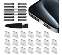 VIWIEU USB C Dust Plug White Port Cover Protectors 20 PCS with Phone Speaker Cover Stickers 6 PCS Compatible with iPhone 16 15 Pro Max Plus with Cleaning Brush Accessories