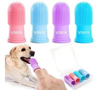 VIWIK 4Pack Dog Toothbrush Kit, Cat Finger Toothbrush for Dogs & Cats, Small to Large Breeds, Puppy Toothbrush, BPA-Free, Reusable, 4 Count