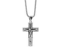 Viwind Cross Necklace for Men Chain Jesus Cross Copper Zircon Inlay Pendant Jewellery Christian Religious Gothic with Gift Box for Women Men