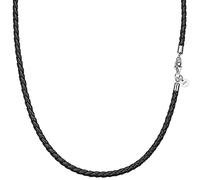 Viwind Genuine Leather Necklace 2.5mm/3mm Wide Braided Leather Chain Leather Band 45-60cm selectable 925 Sterling Silver Verse Closure Ladies for DIY Pendant Jewelry (60cm, Black braided)