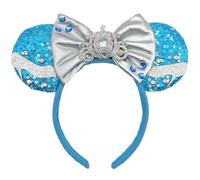 Viwind Mouse Ears Headbands for Women, Cinderella's Glass Slipper Bow Hairbands for Adult, Glitter Princess Costume Birthday Party Favor Hair Accessory