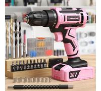 VIWKO Cordless Drill Pink, 20V Power Drill with 85 pcs Practical Accessories, Electric Screwdriver Driver with 2000mAh Battery and Charger, 25+1 Max 370 in-lb Torque, 3/8" Keyless Chuck