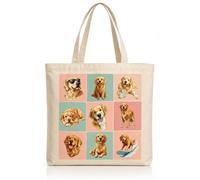 Vixano Golden Retriever Tote Bag, Double-Sided Printing Canvas Bag, Reusable and Foldable Shopping Bags, Large Capacity Clothes Bags, Golden Retriever Gifts for Women Dog Lovers