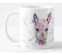 Vixar Alpaca Lllama Watercolour Rainbow Art Coloured Mug Cup Gift Birthday Work Office Christmas Tea Coffee (White)