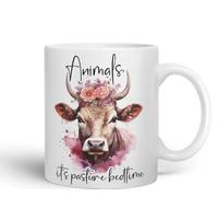 Vixar Animals It’s Pasture Bedtime - Coloured Ceramic Mug Cup Gift, 11oz (White)