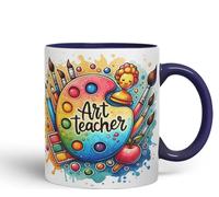 Vixar Art Teacher Mug Thank You, End of School Gift Ceramic Coloured Mug Cup for Tea Coffee Hot Brew 330ml 11Oz Gift (Navy)