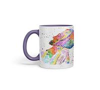 Vixar Bearded Dragon Reptile Pogona Pet Animals Watercolour Art Coloured Mug Cup Gift Birthday Work Office Tea Coffee (Purple)