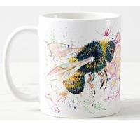 Vixar Bee Bees Honeycomb Wildlife Watercolour Art Coloured Mug Cup Gift Birthday Work Office Christmas Tea Coffee (White)