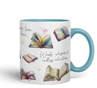 Vixar Books: Fuel for Soul’s Flight/Library: Gateway to Boundless Imagination Coloured Ceramic Mug Cup Gift, 11oz (Turquoise)