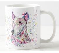 Vixar Bully English Bull Terrier Dog Pet Watercolour Art Coloured Mug Cup Gift Birthday Work Office Christmas Tea Coffee (White)