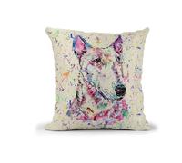 Vixar Bully English Bull Terrier Dog Pet Watercolour Rainbow Art Linnen Cushion With filling or cover only, 40x40cm, gift, christmas, Birthday (cover only)