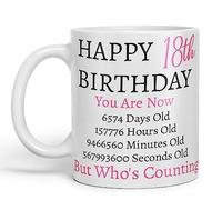 Vixar But Who's Counting Happy 18th Birthday Ceramic Coloured Mug Cup Gift Days Hours Minutes (Pink) (White)