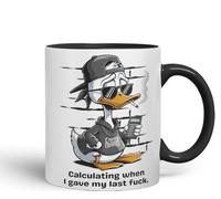 Vixar Calculating When I Gave My Last F*** Duck Mug - Coloured Ceramic Mug Cup Gift, 11oz (Black)