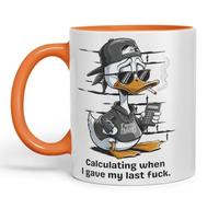 Vixar Calculating When I Gave My Last F*** Duck Mug - Coloured Ceramic Mug Cup Gift, 11oz (Orange)